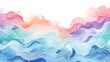 Wave illustration: sea waves background. Watercolor ocean waves with splashes, colorful abstract art for your design. Wavy backdrop. Blue, purple, and orange wavy wallpaper.