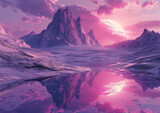 Fototapeta  - surreal fantasy landscape background  , pastel pink
