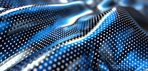 Wall Mural - Futuristic design sleek halftone dots in electric blue and silver.