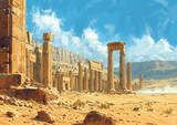 Fototapeta  - ruins of ancient city in desert
