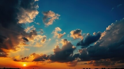 Wall Mural - sunset blue sky with some clouds