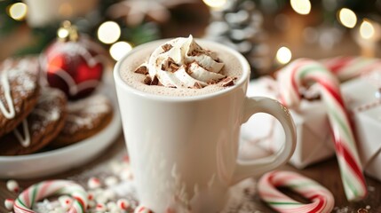 Canvas Print - Christmas Treats Hot Cocoa and Cookies for the Festive Season