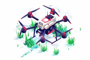 Wall Mural - Advanced drones with 5G technology organize environmental monitoring on vibrant vegetable farms, illustrating precision agriculture techniques in forest survey scenarios