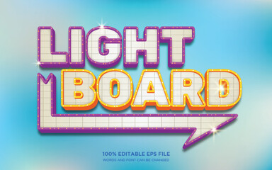 Wall Mural - Light Board 3D editable text style effect