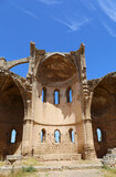 Fototapeta Lawenda - Ruins of Old Greek Orthodox Church with  Blue Sky Background in Famagusta, Northern Cyprus