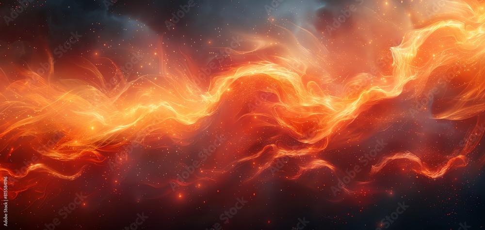Quantum data stream, dynamic red and black swirls, close up on flowing