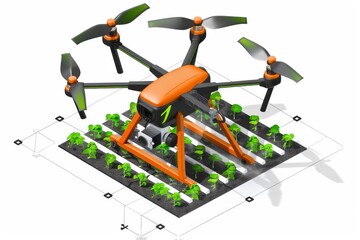 Wall Mural - Unmanned digital farming drones capture graphic aerial photos, highlighting eco friendly farm technology and botanical vehicles