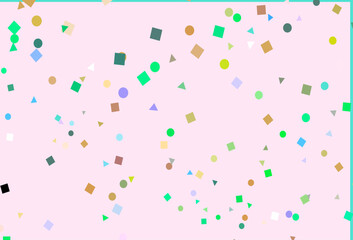 Fototapete - Light Multicolor, Rainbow vector template with crystals, circles, squares.