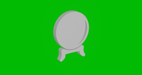 Poster - Animation of rotation of a white spirit ball symbol with shadow. Simple and complex rotation. Seamless looped 4k animation on green chroma key background