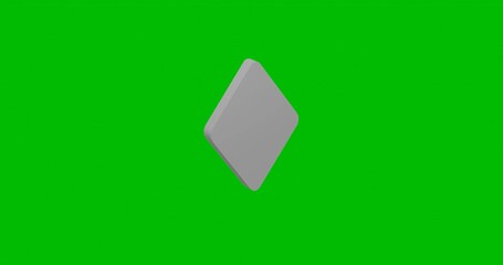 Poster - Animation of rotation of a white diamond with shadow. Simple and complex rotation. Seamless looped 4k animation on green chroma key background