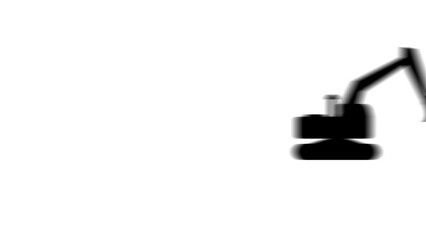 Poster - Animation set, excavator symbol. Animations: transparency, zooms, transition top to down, transition left to right, slide up to down, slide left to right
