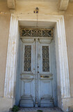 Fototapeta Lawenda - Blue Door of The Abandoned Cypriot House in Famagusta, Northern Cyprus