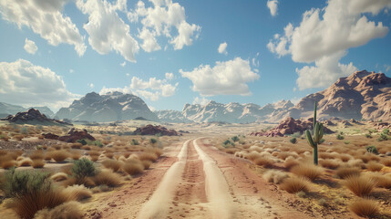 Wall Mural - Photo of road to the mountains