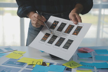 ux graphic designer creative sketch planning application process development prototype wireframe for