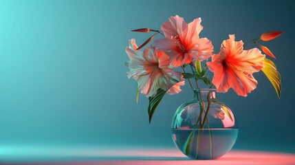 Leaf Flower. Fresh Spring Floral Decoration in Glass Vase with Natural Botanical Design