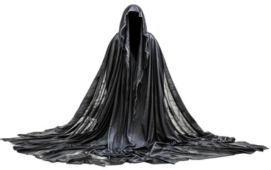 Ghostly Robe Unaccompanied, Black Cloak on White Background