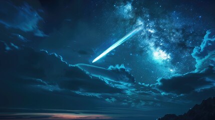 Wall Mural - comet flying through the night sky