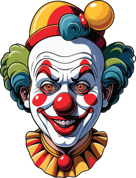 Vector illustration of a creepy clown face