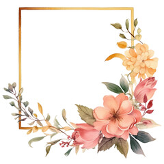 Wall Mural - Watercolor Flowers Frame