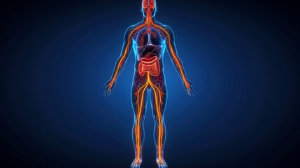 Wall Mural - Show a person with hypoglycemia experiencing rapid heartbeat and palpitations, their chest tight with anxiety as they struggle to regulate