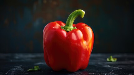 Wall Mural - Red bell pepper against a black backdrop