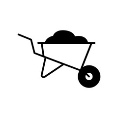 Poster - wheelbarrow icon. black fill icon