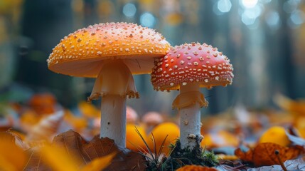 Sticker - looking for mushrooms in the woods --ar 16:9 --stylize 750