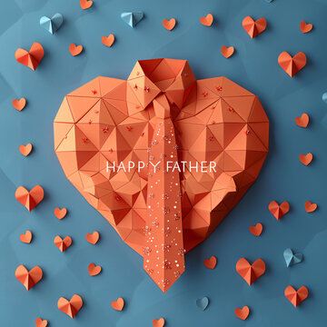 Father's Day celebration background adorned with a gift box mug calendar mustache heart shape