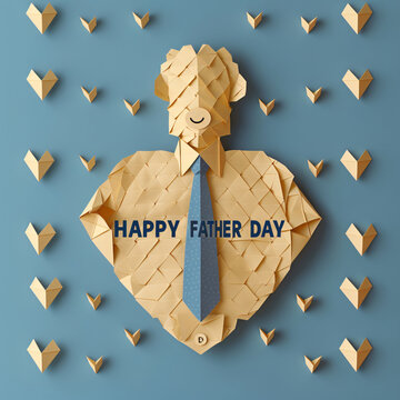 Father's Day celebration background adorned with a gift box mug calendar mustache heart shape