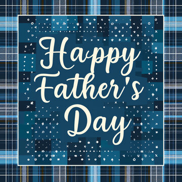 Father's Day celebration background adorned with a gift box mug calendar mustache heart shape
