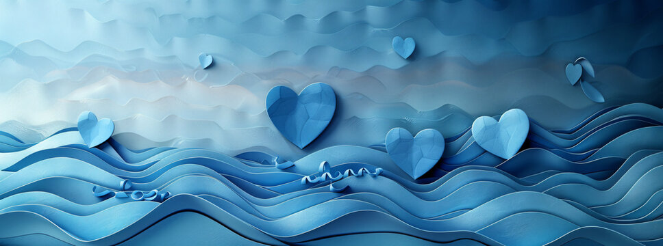 Father's Day celebration background adorned with a gift box mug calendar mustache heart shape