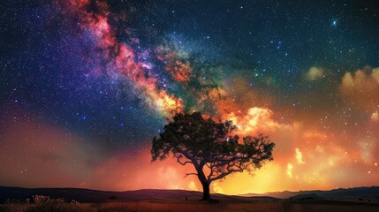 Wall Mural - capture the breathtaking beauty of the night sky as the colorful milky way stretches across the land