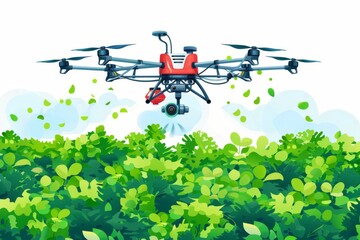 Wall Mural - Advanced technology facilitates sustainable management and precision farming in sprawling cornfields through modern agriculture's drone technology