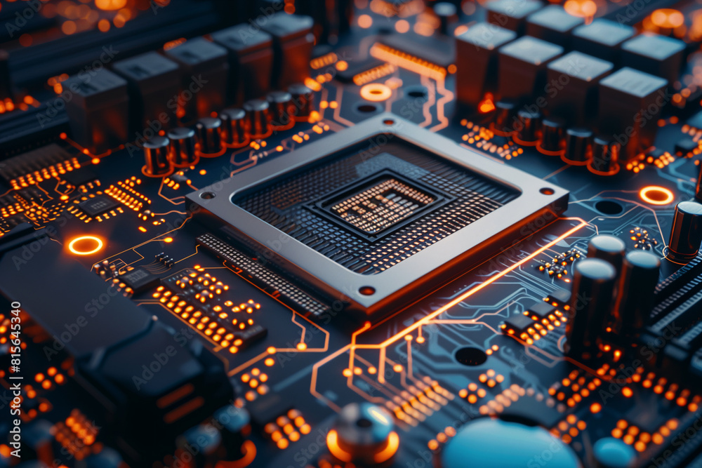 Central computer processors CPU on motherboard, Technology background ...