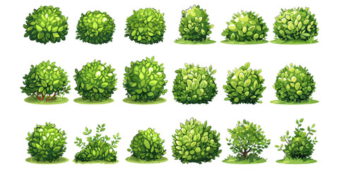 Wall Mural - Bushes in the form of cute cartoons on a white background.