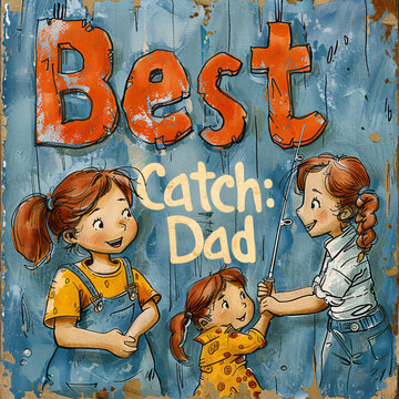 Father's Day celebration background adorned with a gift box mug calendar mustache heart shape