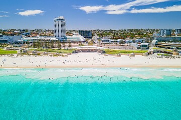 Wall Mural - Aerial view of Scarborough Beach, Perth, Western Australia with the white sands and turquoise waters