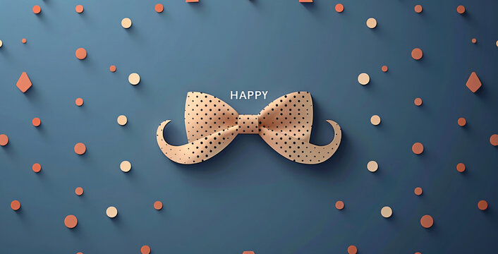 Father's Day celebration background adorned with a gift box mug calendar mustache heart shape