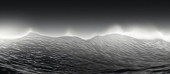 Poster - A beautiful natural texture of black and white waves on the surface of the sea water with shining reflections of sunlight The wavy pattern creates a retro vision and there is copy space for additiona