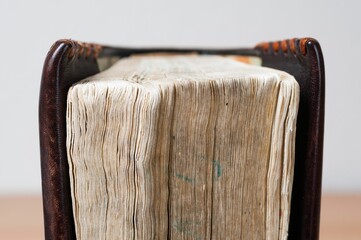 Closeup shot of an old hardcover Bible