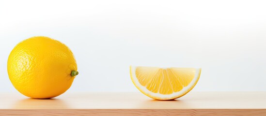 Poster - Lemon on cutting board isolated on white background Copy space