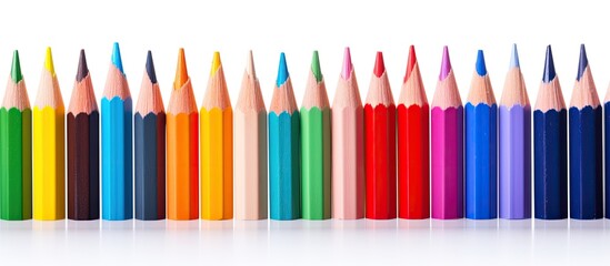 Poster - Colored pencils over white background. copy space available