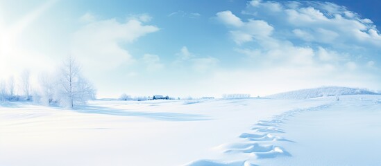 Fototapete - Traces of animals and people in the fresh white snow Fresh snow fell Snow texture for winter background. copy space available