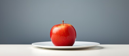 Poster - fresh red apple slice on plate. copy space available