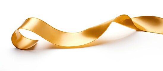 Aufkleber - Beautiful gold ribbon curl on white background. copy space available
