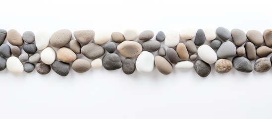 Poster - Top view Stones empty space on white background with copy space for your text