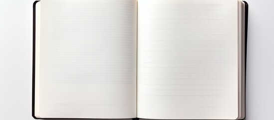 Leinwandbilder - An open empty old notebook isolated on a white background Copy space