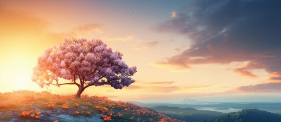 Wall Mural - Nature background with a copy space image showcasing the beauty of a sunset