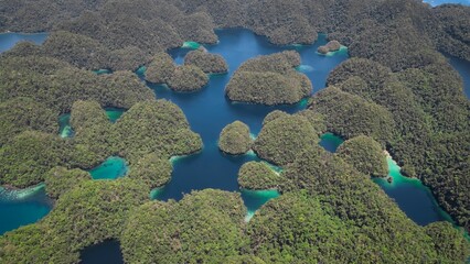 Wall Mural - Stunning aerial view of a series of Sohoton National Park, Siargao, Philippines