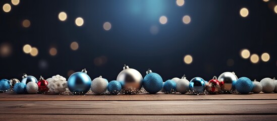 Aufkleber - Christmas background with decorations on wooden board. copy space available